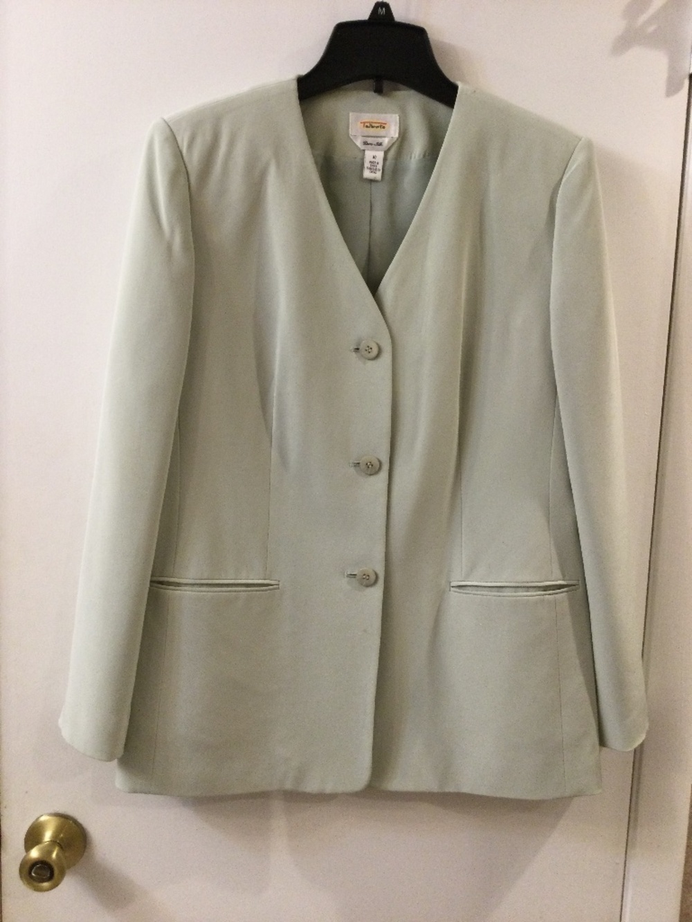 Vintage Talbots Pure Silk Button Down V-Neck Jacket 10 Light Seafoam Green